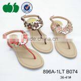 Factory fashion high quality woman flat shoe ladies' pu sandals