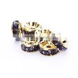 Gold Plated Tanzanite Color #539 Rhinestone Jewelry Rondelle Spacer Beads Variation Color and Size 4mm/6mm/8mm/10mm thumbnail-3