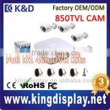 Factory Oem 4 x 850tvl ir Bullet Cctv Camera With 4ch d1 Network Dvr Surveillance Diy Dvr Kit With Color Package thumbnail-1