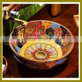 Chinese design high quality hand painted colorful hotel equipment ceramic wash sink for best sell
