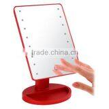 Touch Sensor Free Rotating LED Lighted Cosmetic Mirror Stand