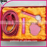 Factory Wholesale New Design and Promotion With Lipstick,mirror,watch, Belt Gift Set