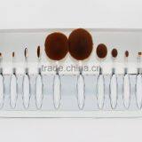 Oval Mirror Makeup Brush Set, Cosmetic Toothbrush Set With Case thumbnail-1