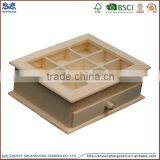 Handmade Wooden Tea Bag Decorative Storage Set Boxes With Glass Lid thumbnail-3