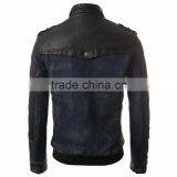 Custom Zipper Denim Jacket Leather Sleeves thumbnail-2