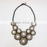 Pearl With Beads Wax Cotton Thread With Mixed Natural Stone, Stone Necklace WT22 thumbnail-1