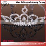 2015 new girls princess alloy hair jewelry cheap rhinestone wedding round crown pageant