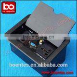 Table Hidden Aluminum Brushed Panel Desktop Flip Up Power Socket Box for Office AV Solutions thumbnail-5