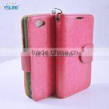 Pink Leather Flip Case for Sony L39h Mini With Wristlet thumbnail-1