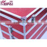 Custom Logo Lockable Hardshell Red Pu Makeup Case With Compartments With Mirror thumbnail-3