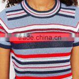 High Fashion Design Hand -made Sweater Dress Short Sleeve Sweater Dress Colorfull Stripe Sweater Dress thumbnail-3