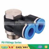 JULY Factory Made Push-in 3 Way Pipe Plastic Pneumatic Push-in Pipe Connector thumbnail-1
