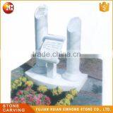 White Marble Double Heart Shaped Headstone Tombstone for Urn thumbnail-1