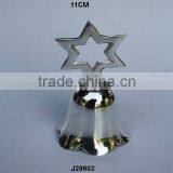 Brass Bell With Brass Handle With Star Handle Sliver Plated thumbnail-1