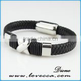 Fashion bracelet snap button jewelry hand made braid leather bracelet