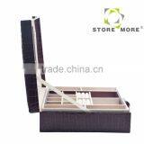 Leather Watch Organizer Storage Case Jewelry Box With Lock & Mirror thumbnail-3