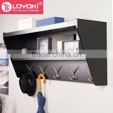 New Design Entryway Wall Mounted Floating Shelf Home Furniture Eco-friendly Wood Wall Shelf With 5 Hooks thumbnail-3