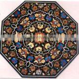 Octagonal Marble Inlay Table Top Marble Inlay Coffee Table thumbnail-1