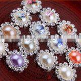 2016 Top Fashion Flower Printed Rhinestone Around Pearl Button thumbnail-4