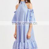 Guangzhou Clothing OEM Tie Sleeve Ruffle Hem Dress Pictures Of Latest Fashion Styles thumbnail-3