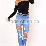 Long Sleeve off Shoulder Knit Top Women Fashion Designer Patterns thumbnail-2