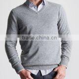 High Quality Wholesale Knit Wear Men's V-neck Cashmere Sweater Blue (BKNM11) thumbnail-2