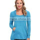 100 % Cotton European Style Plain Long Sleeve Classic Jersey Fabric Pullover Hoodie for Women thumbnail-5