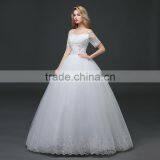 MGOO Elegant Custom Made White Crystal Wedding Dress Ball Gown Beach Bridal Dress Frock Style Tulle Designs Saree thumbnail-3