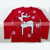 Red Jacquard Pattern Acrylic Women Knitted Christmas Sweater thumbnail-1