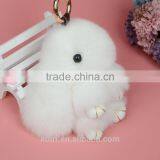 100% Real Genuine Rex Rabbit Furs Keychain Pendant Bag Car Charm Tag Cute Mini Rabbit Toy Doll Real Fur Monster Charms thumbnail-1