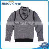 Thin Grey White Striped Cotton Sweater Shirt thumbnail-1