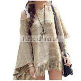 Spring Smiles Korean Style Autumn and Spring Hollow Out Fashion Solid Khaki Free Size Knit With Tassel Women Sweater thumbnail-1