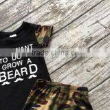 2016 New Arrival Baby Boys Summer Outfits Boys All I Want to do is Grow a BEARD Outfits Boys Camo Clothing Top With Shorts thumbnail-3
