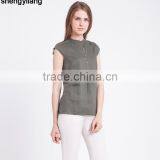 High Quality Blouse 100% Linen Shirts for Women Wholesale Short-sleeved Linen Shirt in Guangzhou thumbnail-5