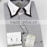 Contrast Color Double Collar Button Down Dress Shirts thumbnail-1