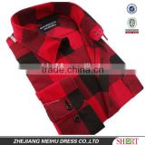 Red black check flannel shirt for men autumn winter warm mens dress shirt
