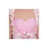Hot Sale Floor Length Beaded Pink Tulle Prom Dress thumbnail-3