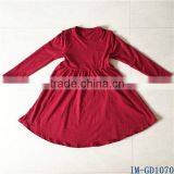 Newest Baby Cotton Frocks Designs Toddler Girls Wine Long Sleeves Lap Dresses IM-GD1070 thumbnail-1