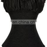High Quality Black Floral Pattern Ruffled Top Sexy Corset Lingerie thumbnail-3