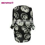 OEM Floral Print Clothing Mesh Causal Plus Size Women T-Shirt thumbnail-2