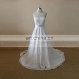 Pretty A-line Sweet Heart Satin Lace Wedding Dress With Beading On The Belt