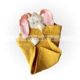 Милый мягкий розовый органический хлопковый зайчья мюзлиновый плед-одеяло