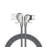 2019 Micro USB Cable USB Fast Charger Nylon Cord Micro USB 90 Degree Data Cable thumbnail-2