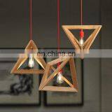 Triangle Wooden Frame Chandelier Lighting Wood Hanging Lamp for Home Decor