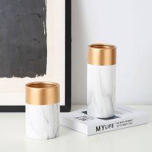 Unique Marbling Luxurious Rose Gold Vase Planters For Dining-Table thumbnail-2