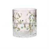 Wholesale hand painted enchanting vines crackle glass votive candle holder for wedding or home/table decoration