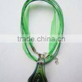 Wholesale Love Gifts Lampwork Glass Pendant Necklace Lampwork Glass Necklace Leaf Pendant With Wax Cord thumbnail-1