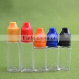 e liquid bottle 10ml, 10ml 15ml PET bottle, square PET bottle with childproof cap