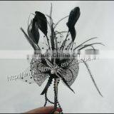 Black Chiffon Feather Flags Type Headdress thumbnail-1