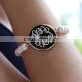 Engraved Tortoise Shell Freshwater Pearl Bracelet thumbnail-2